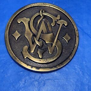 Vintage 1979 Smith and Wesson Guns S&W Logo Collectible Belt Buckle 2.5"D